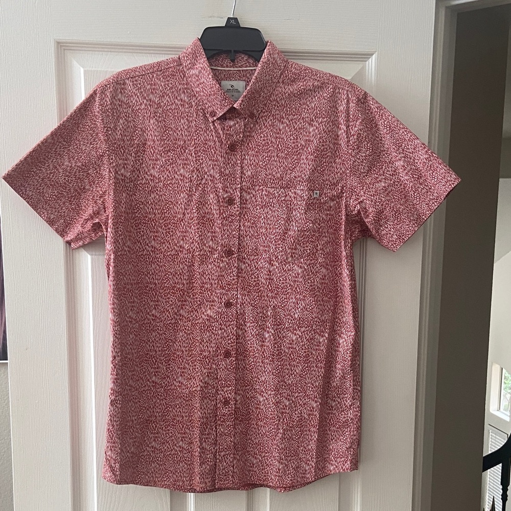 Rip Curl Red and White Casual Button Down Shirt